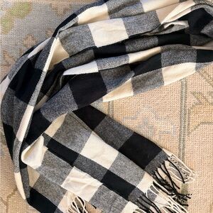 J. Crew Black and White Buffalo Plaid Blanket Scarf